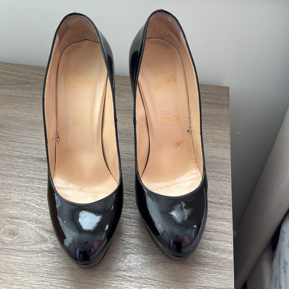 Christian Louboutin Bianca 140 Black Patent Pump - Picture 2 of 5